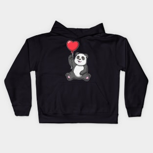 Panda with Heart Air balloon Kids Hoodie